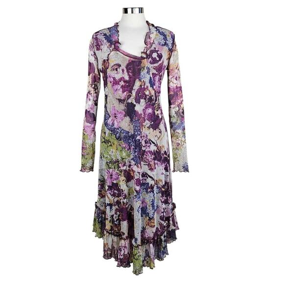 Jean Paul Gaultier Vintage 1998 Frida Kahlo Mesh Midi Dress RARE - Picture 9 of 15